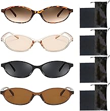 Set of 4 Women's Sunglasses, Women's Sunglasses, Retro Oval Sunglasses, Vintage Sunglasses, Women, UV Protection, Ideal for Beach, City and Leisure