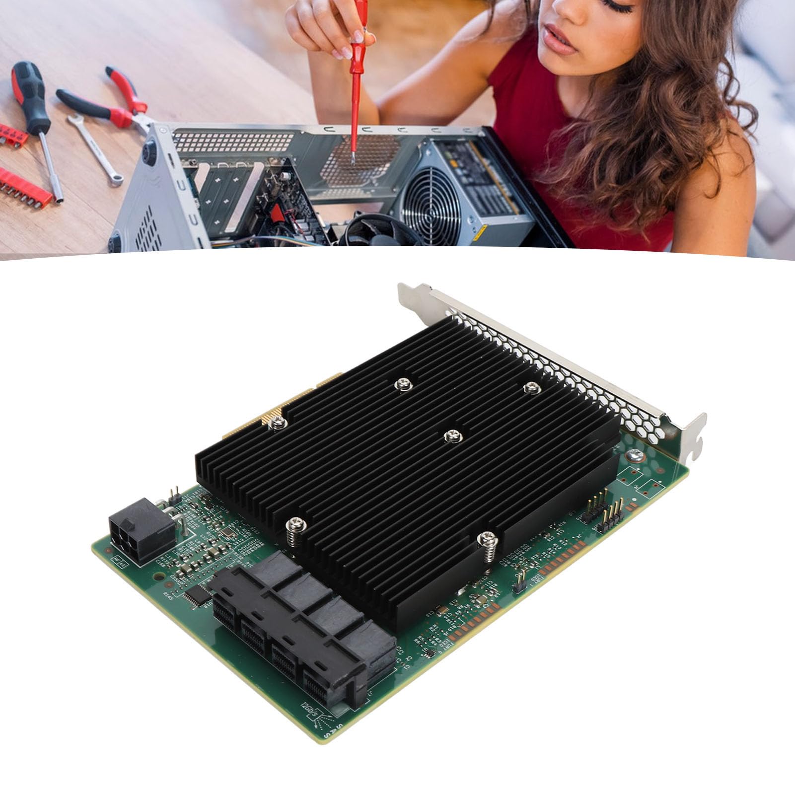 Yosoo Health Gear LSI SAS 9300 16I HBA Card, 12Gbps 16 Puertos SATA SAS HBA Host Bus Adapter Card HBA Raid Controller Card PCIe HBA Expander Card para para Linux para VMware