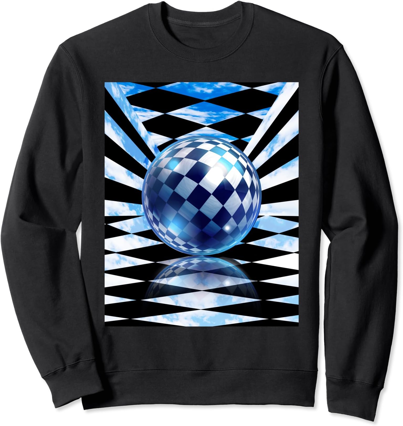 Frutiger Aero Aesthetic Tech Checkered Room Orb Sky Sweatshirt