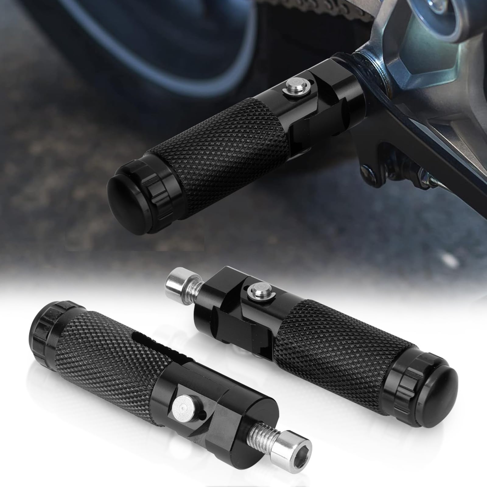 2 Pezzi Pedane Moto per Aprilia Scarabeo 50 2004-2022, 8mm Regolabili CNC Alluminio Pedane Pieghevoli e Antiscivolo Poggiapiedi Moto Anteriori e Posteriori