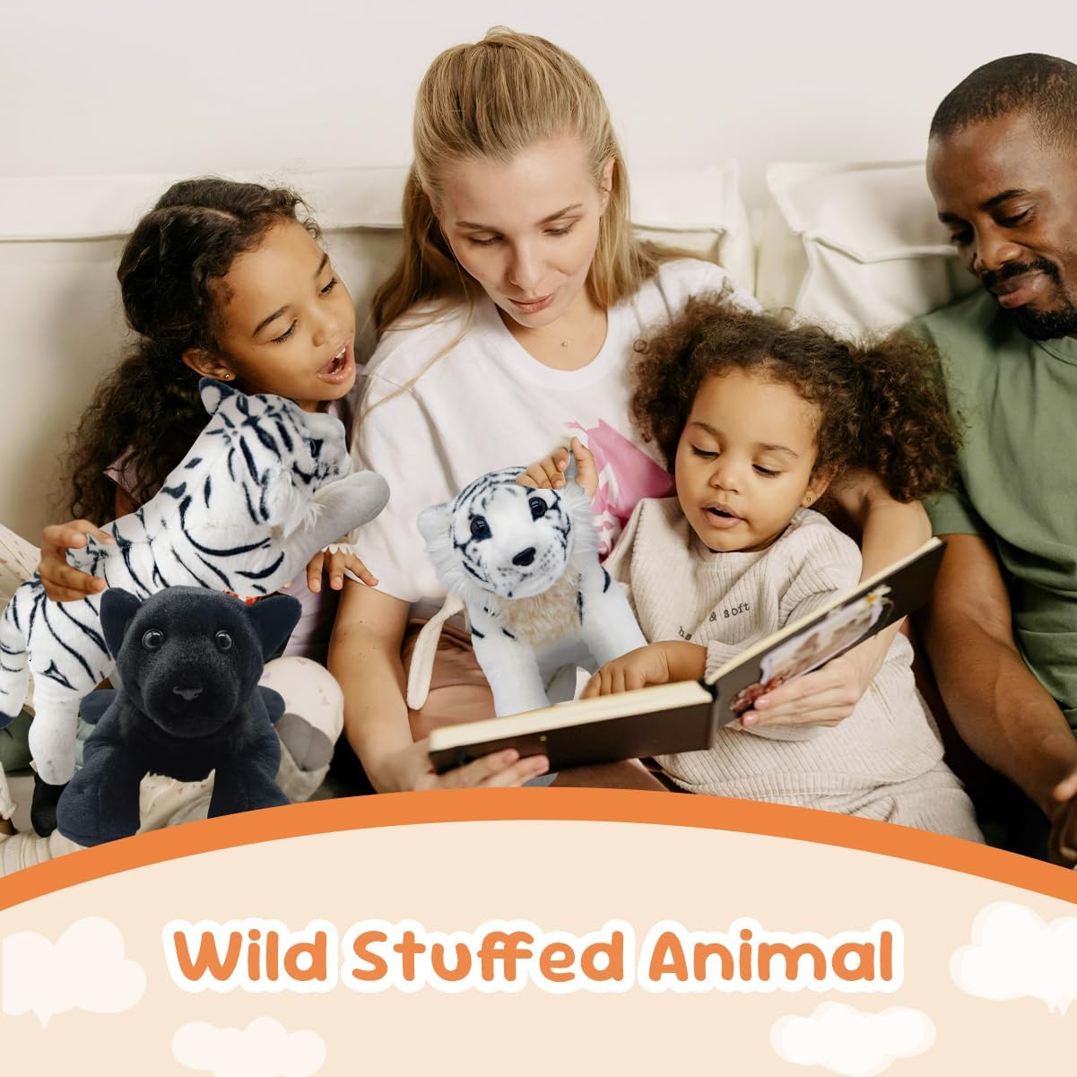 Black Panther Stuffed Animal 15" Jaguar Stuffed Animal Cute Black Panther Plush Realistic Jungle Panther Stuffed Toy Pillow Soft Birthday for Kids Girls Boys