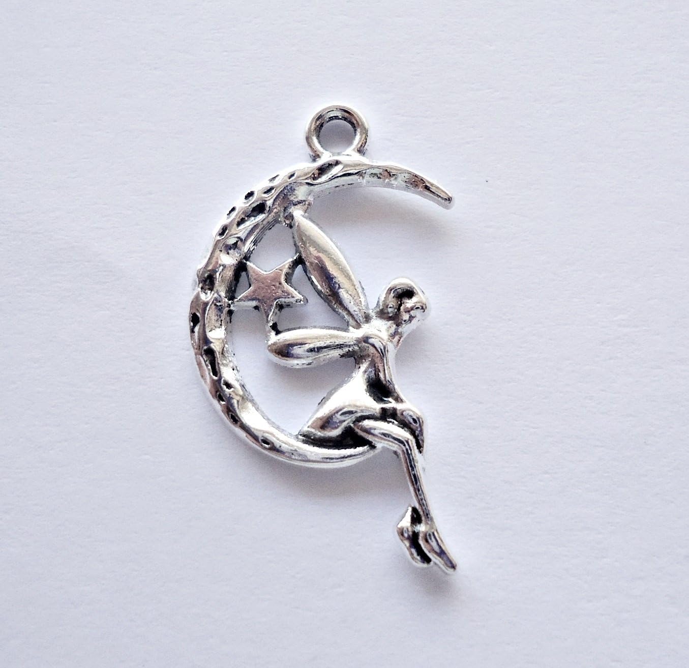 Moon Fairy Sprite Charms / Pendants - Antique Silver - Set of 25