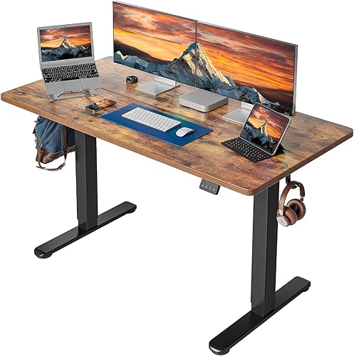 Miniatura 11 de Cubiker Escritorio de Pie de 40 x 24 Pulgadas, Mesa Eléctrica de Oficina en Casa de Altura Ajustable, Escritorio Sit-Stand con Tablero de Empalme,