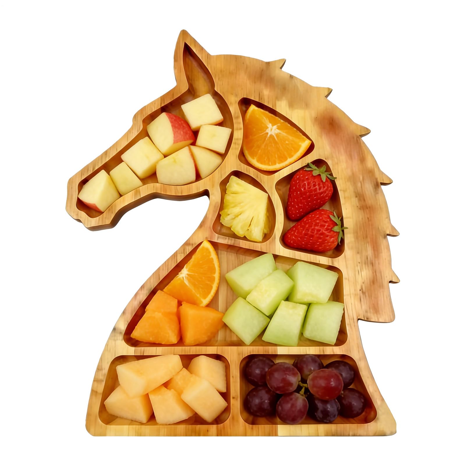 Plateau de service en bois avec compartiments plat à goûter et planche sculptée 30cm