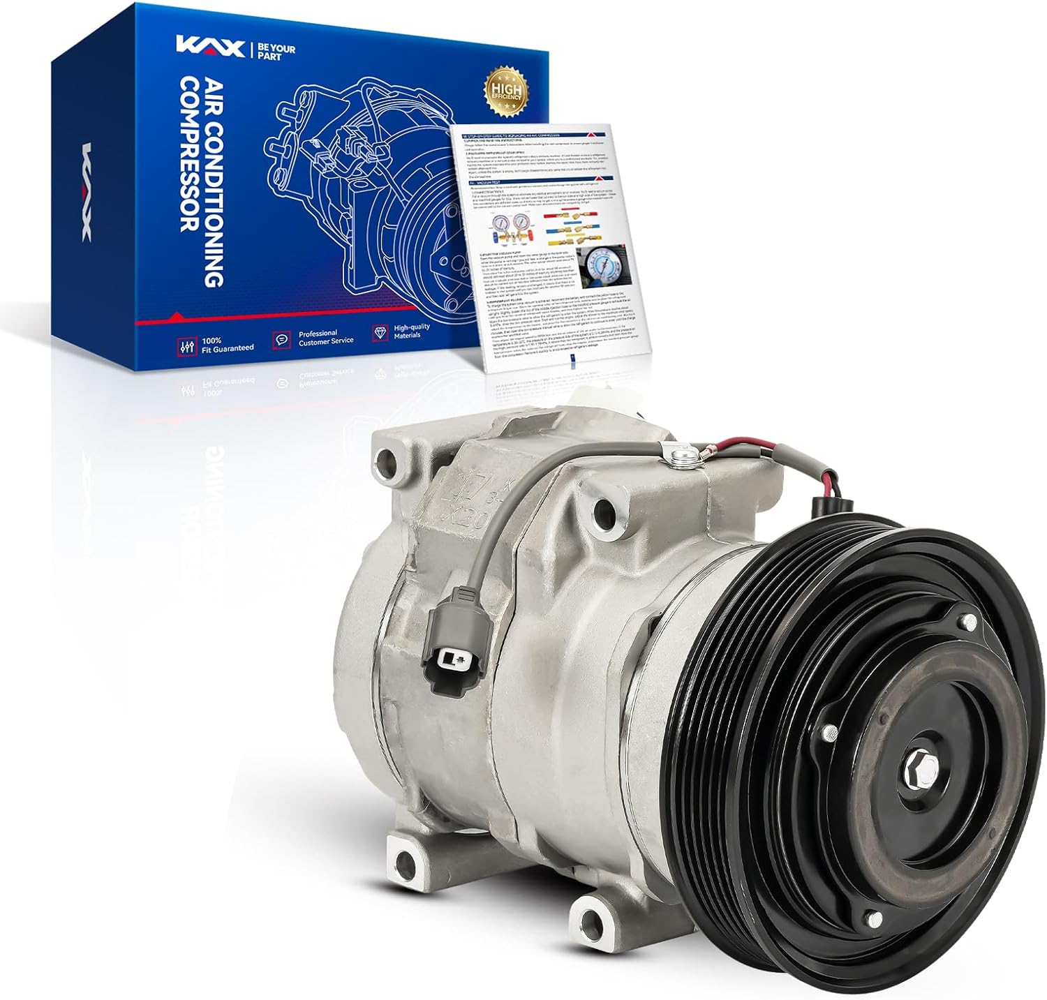 KAX 98307 Air Conditioner AC Compressor with Clutch, Compatible with Accord 2003-2007, Odyssey 2005-2007, Pilot 2005-2008, Ridgeline, MDX TL, 3.0L 3.2L 3.5L, 38810RCAA01, 38810RDAA01, 38810RDJA01