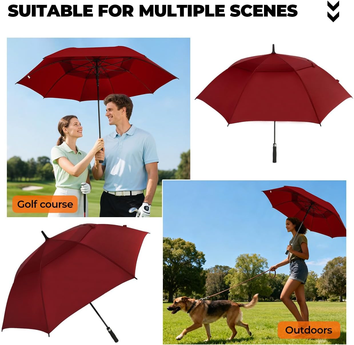 ZDSSM Automatic Open Golf Umbrella, 54/62/68/72 inch Extra Large Oversize Double Canopy Vented Stick Umbrellas, Windproof Waterproof Umbrella for Men And Women - Image 7