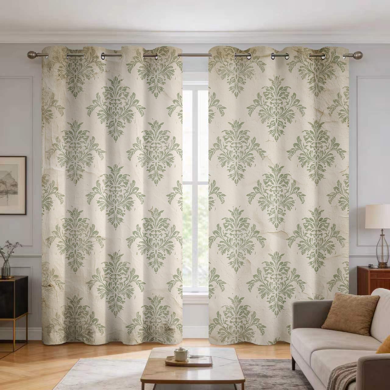 Rideau Occultant Damassé Floraux Premium | Draperies à Oeillets Haut de Gamme 140x240