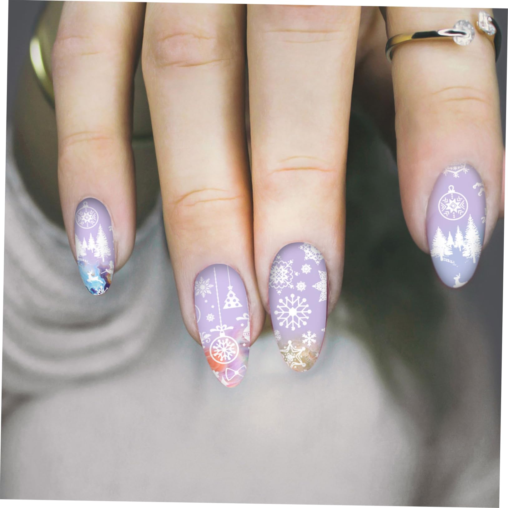 Healvian 30pezzi Piastre Per Stampa Unghie Natalizie Kit Di Stamping Per Nail Art Con Temi Di Natale Come Alberi e Fiocchi Di Accessori Manicure Per Decorazioni Festive