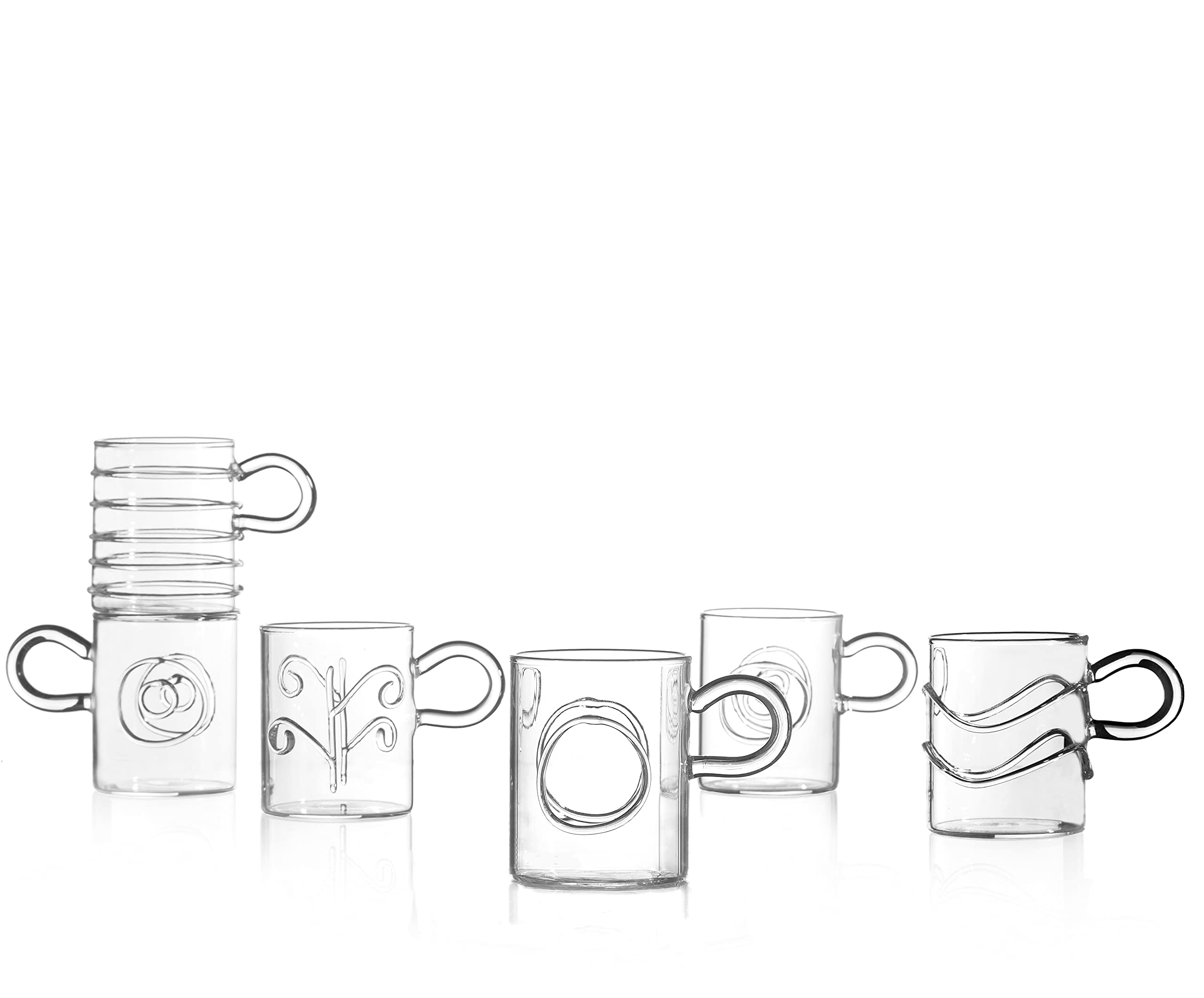 Ichendorf Milano Set of 6 Coffee Cups | Deco Collection | 10 cl | Borosilicate Glass | Handmade