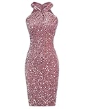 Sequin Dress for Women Sleeveless Sparkly Glitter Halter Dress Bodycon Mini Club Dresses 2025