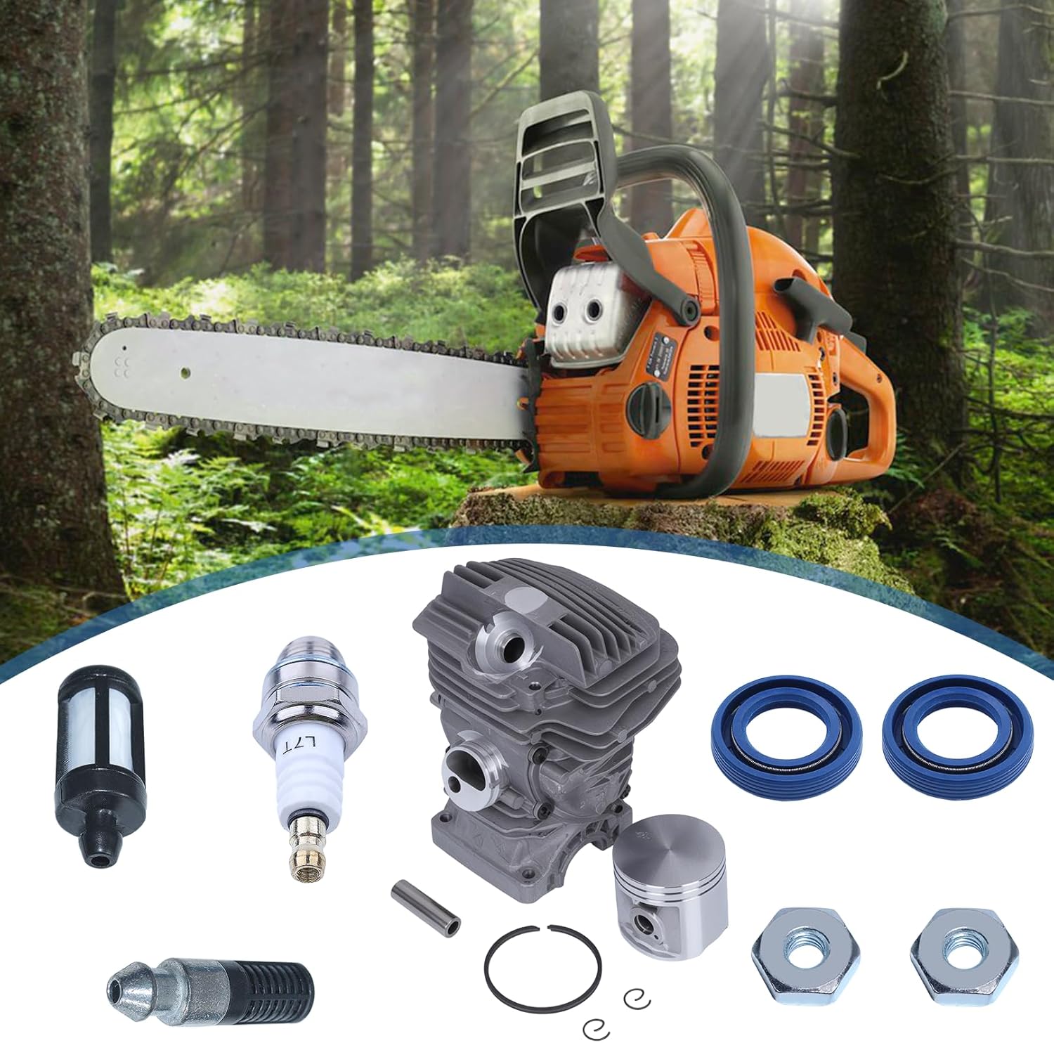 AUMEL Cylinder Piston Kit Replace for 1141-020-1206, 1141 020 1206 for Stihl MS291 MS271 MS 271 291 Gas Chainsaw Parts