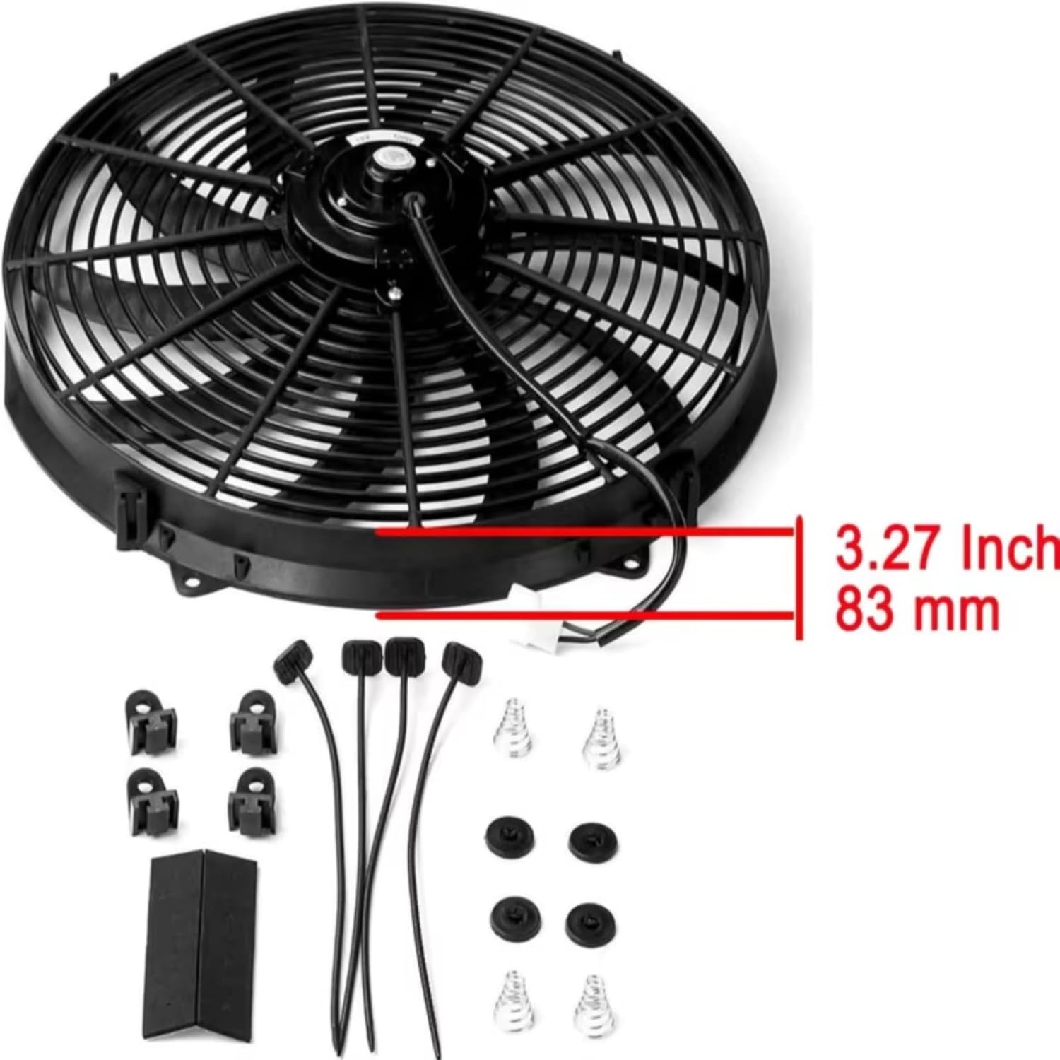 Engine Cooling Fan for Retrofit Car Cooling Fan Thin 16 Inch 120w 12v/24v Installation Kit 2000RPM Electric Cooling Fan with Fan Mounting Kit