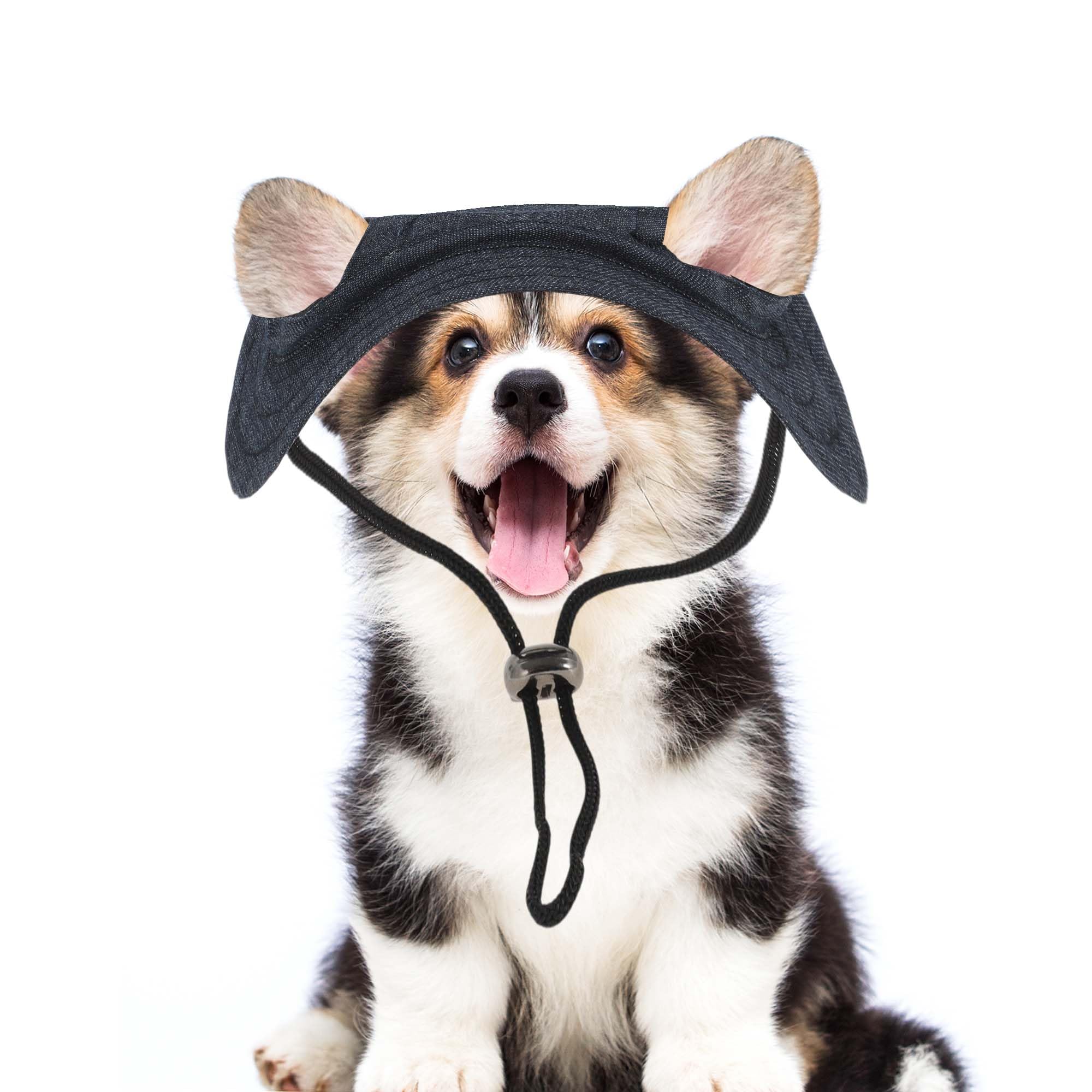 Cappellinono Da Sole Per Cani Regolabile Con Fori Per Orecchie Baseball Estivo Per Animali Domestici Visiere Protezione Solare All'aperto Blu scuro M