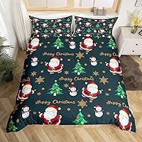 Vista 25 de Juego de funda de edredón con diseño de ciervo de cabaña, tamaño twin, juego de ropa de cama rústica de tablón de madera de árbol de Navidad