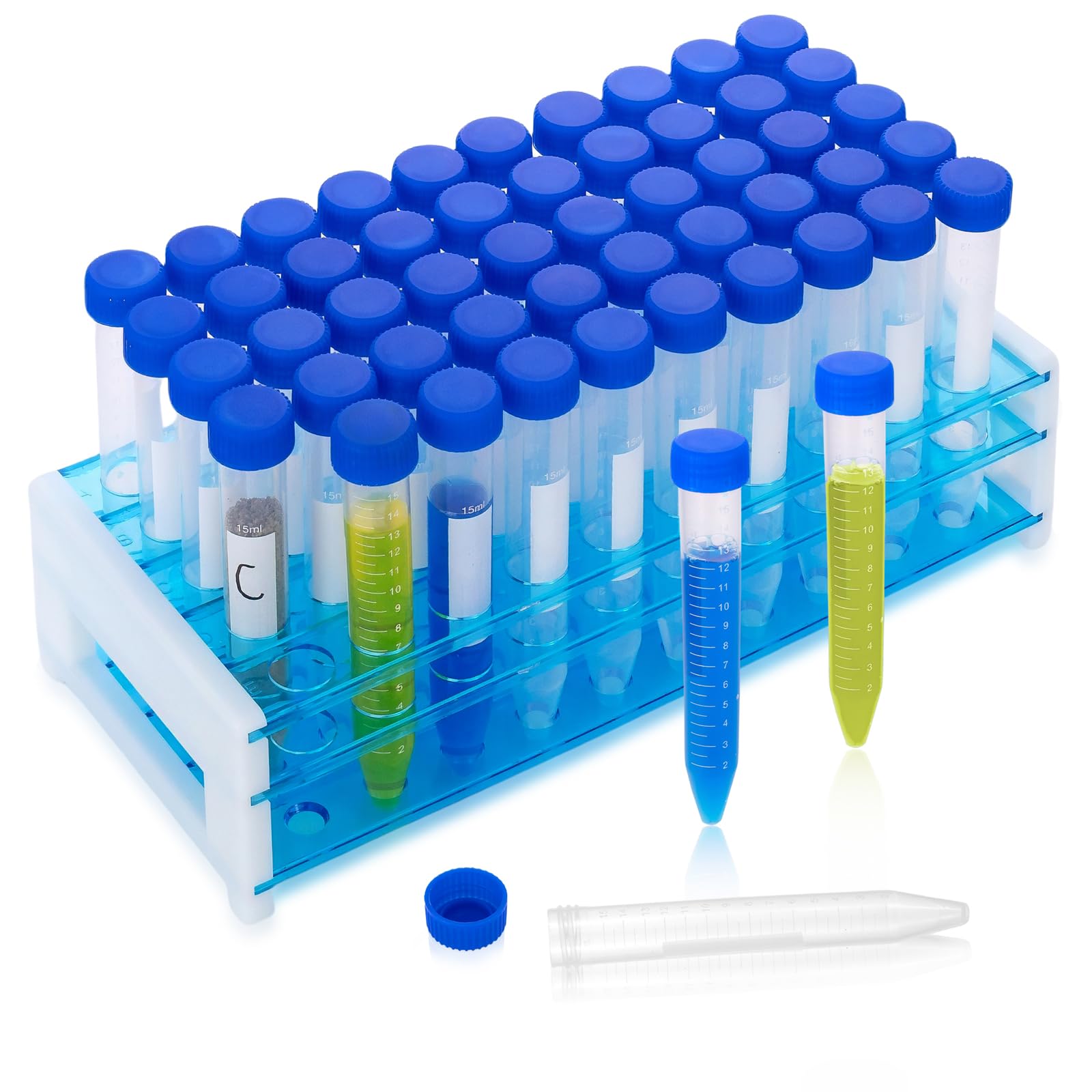 Photo 1 of Njvial 15ml Conical Centrifuge Tubes with Rack - 50 Pack