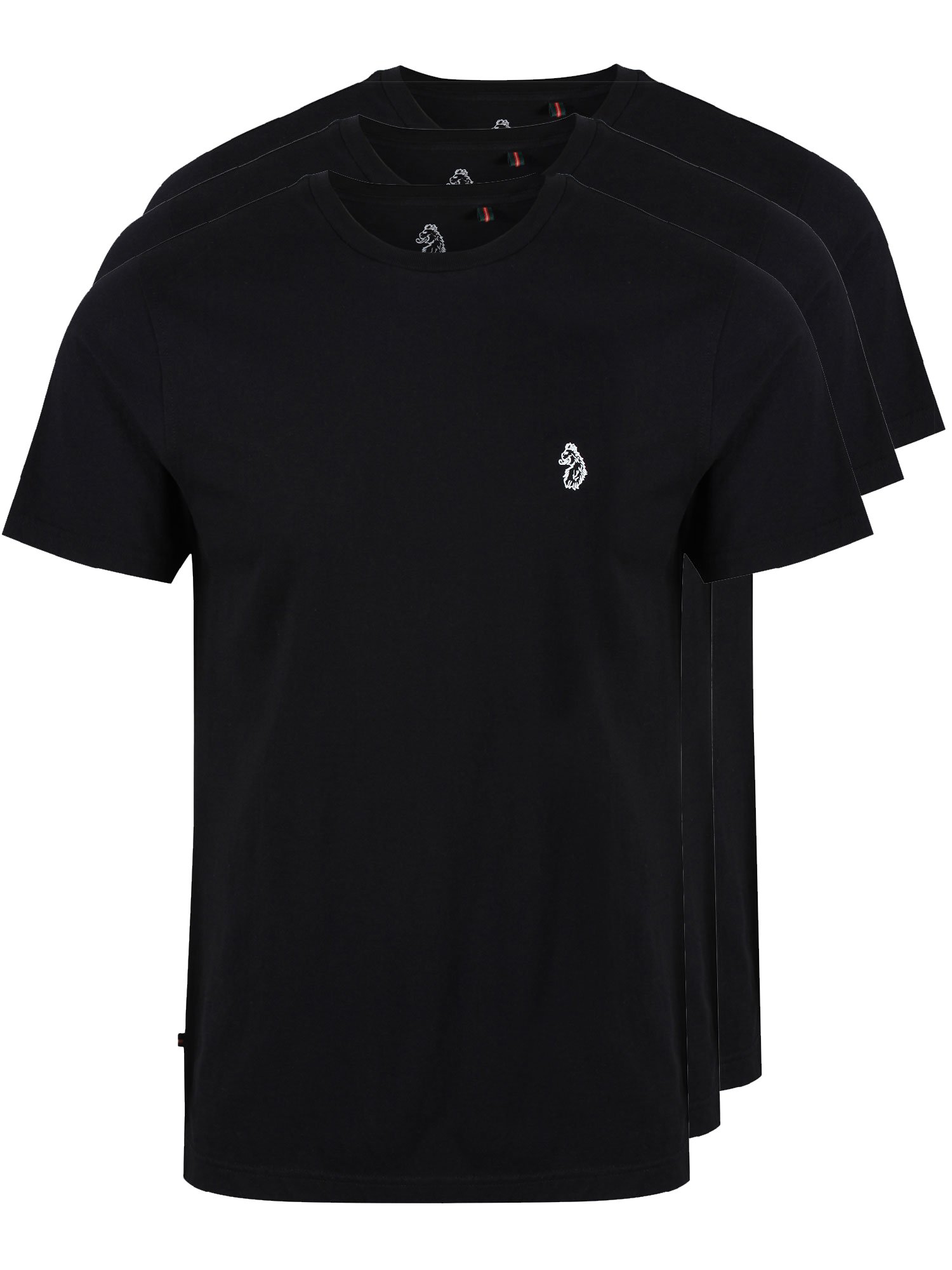 LUKE 1977 Mens Johnys 3 Pack Short Sleeve Crew Neck T-Shirt Top (M, Black)