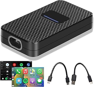 Wireless CarPlay Android Auto Adapter for Factory Wired CarPlay Android Auto,podofo 2023 Upgrade and Fast Wireless CarPlay Android Auto Dongle Converts Wired to Wireless Fit for Most Cars Plug & Play