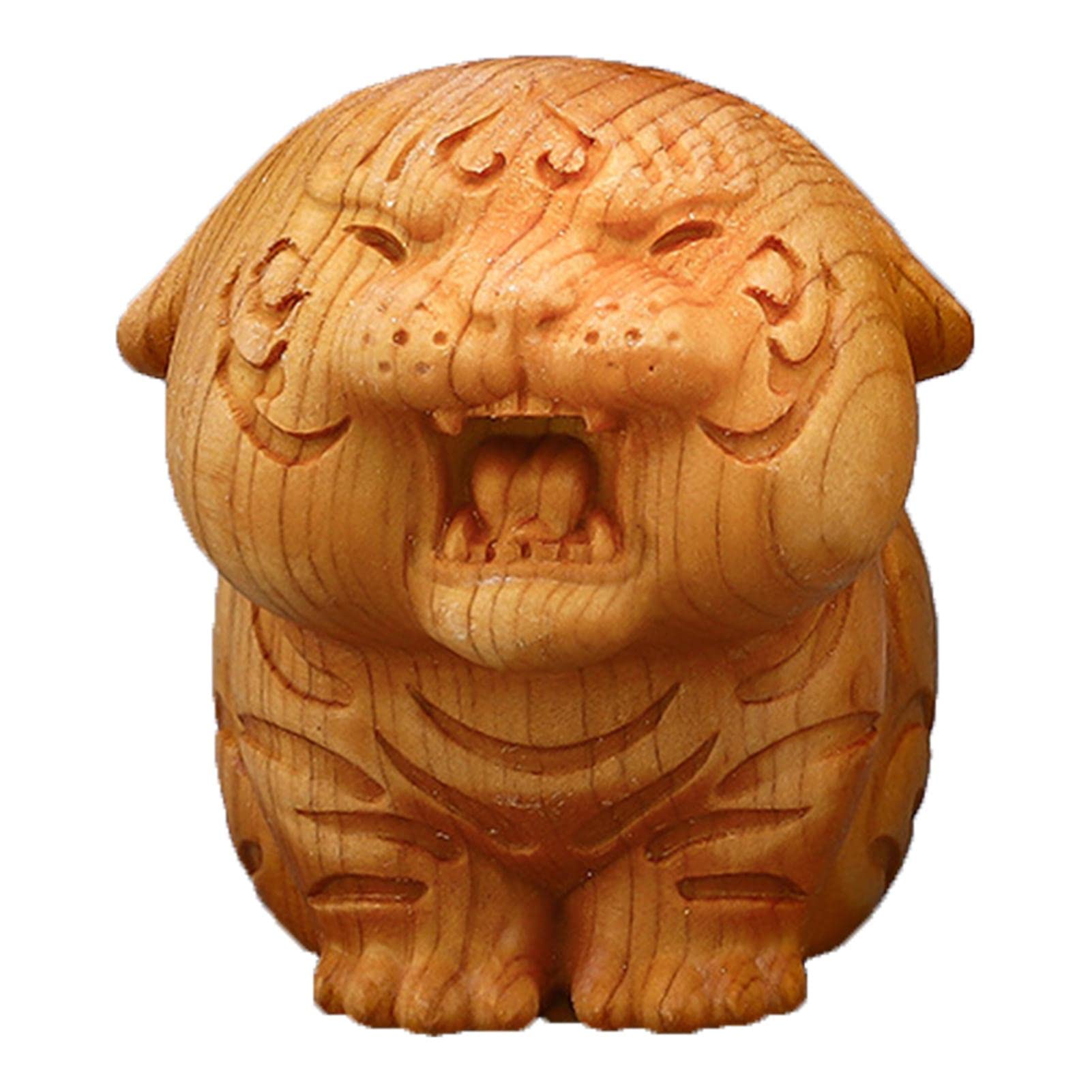 Little Tiger Tiger Figurine Wooden | Lovely Chinese Zodiac Tiger Figure | Cute Tiger Statue Handmade Animal Ornament Decor For A Desk