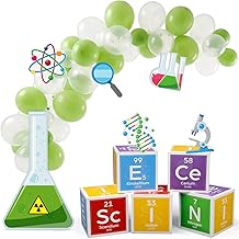 Kosiz Green Clear Color 61 Pcs Science Party Decorations Kit Scientist Birthday Party Supplies with 12 Inches Science Favors Boxes Chemistry Laboratory Erlenmeyer Flask Prop Sign for Lab Week Stem