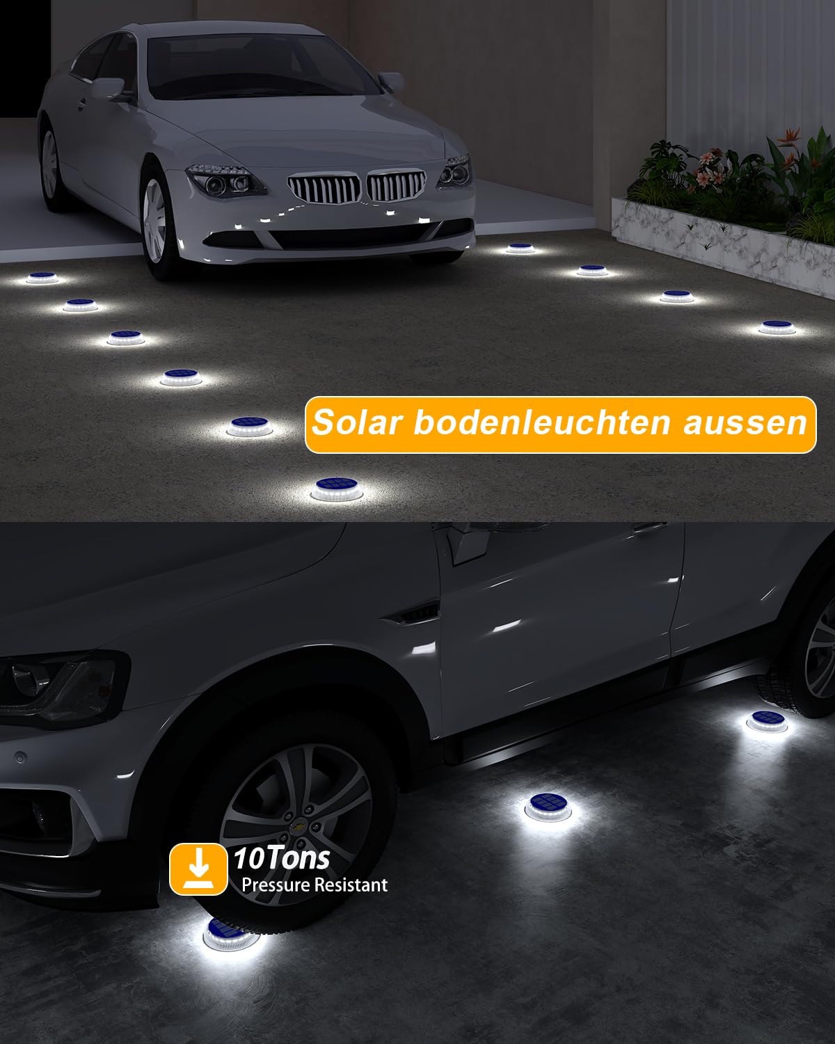 YiLaie Solarleuchten für Außen, Solarlampen für Außen garten 360° LED Solar Treppe Licht IP68 Wasserdicht mit Auto On/Off Solar Weg Licht, Weiß Licht 5700K, 6 Stück