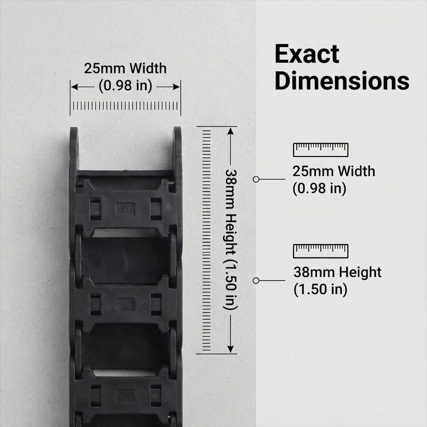 Cable Drag Chain - 1M Long Black CNC Machine Tool Cable Wire Carrier Drag Chain Nested 25mm x 38mm (25mm x 38mm) - Image 4