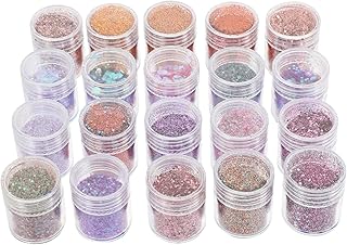 minkissy 20 Lantejoulas De Maquiagem Brilho Facial Brilho Cosmético Para Rosto Glitter Sombra Paleta Glitter Pintura De Unhas Glitter Lantejoulas Glitter Nail Art Glitter Para Os Olhos