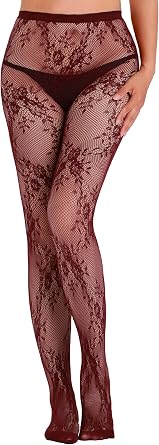 Womens Plus Size Floral Lace Tights Patterned Fishnet Leggings See Through Pantyhose Stockings for Halloween