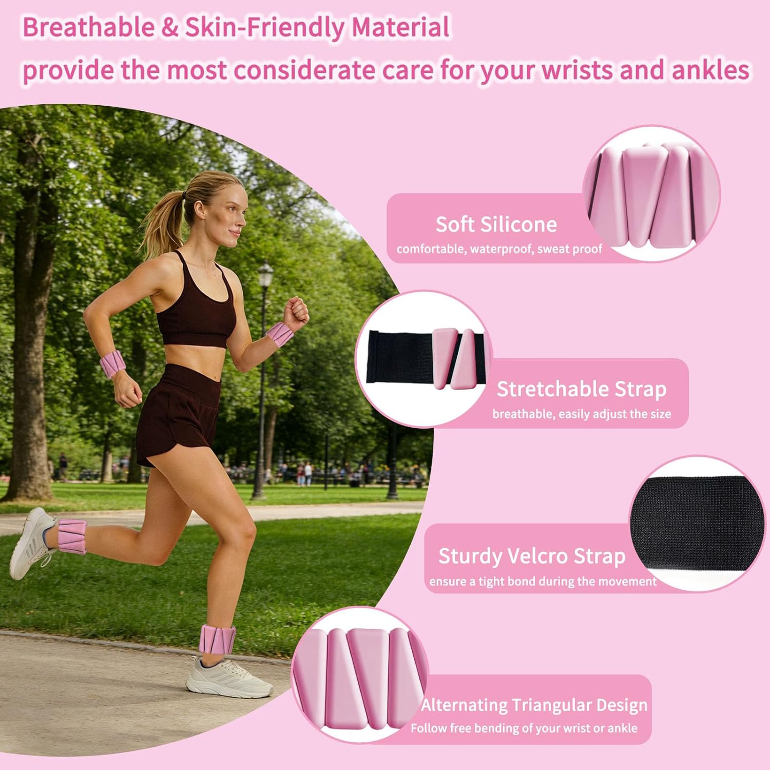 Wrist Weights set for Women, 2 sets of 1 lb each, Silicone Ankle & Wrist Weights for Women & Men, Adjustable Weight fit for Yoga, Dance,Hiking, Jogging,Pilates, Aerobic Exercise and Strength Exercise
