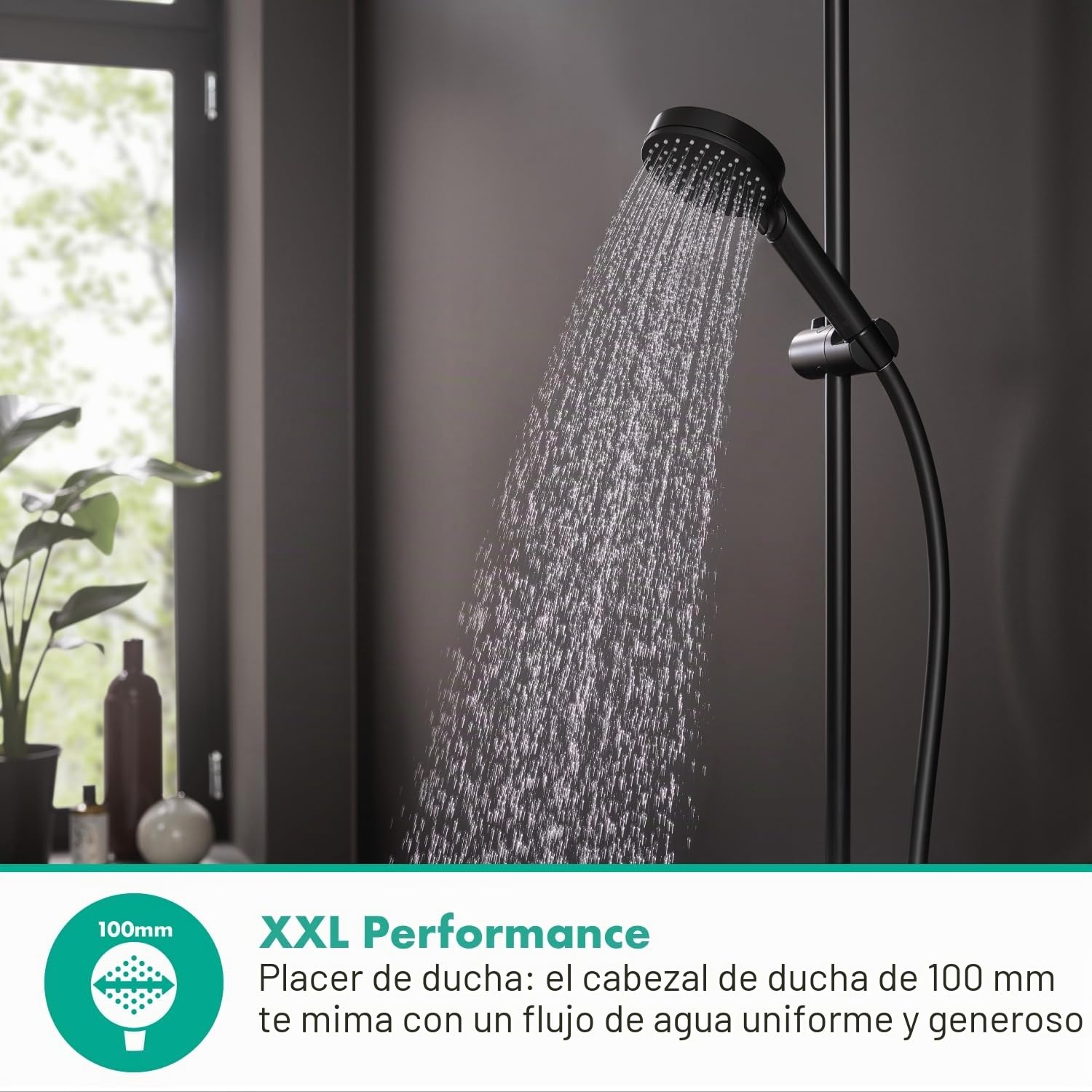 hansgrohe Vernis Blend Ducha de mano 100 Vario ahorro de agua, negro mate, 26340670