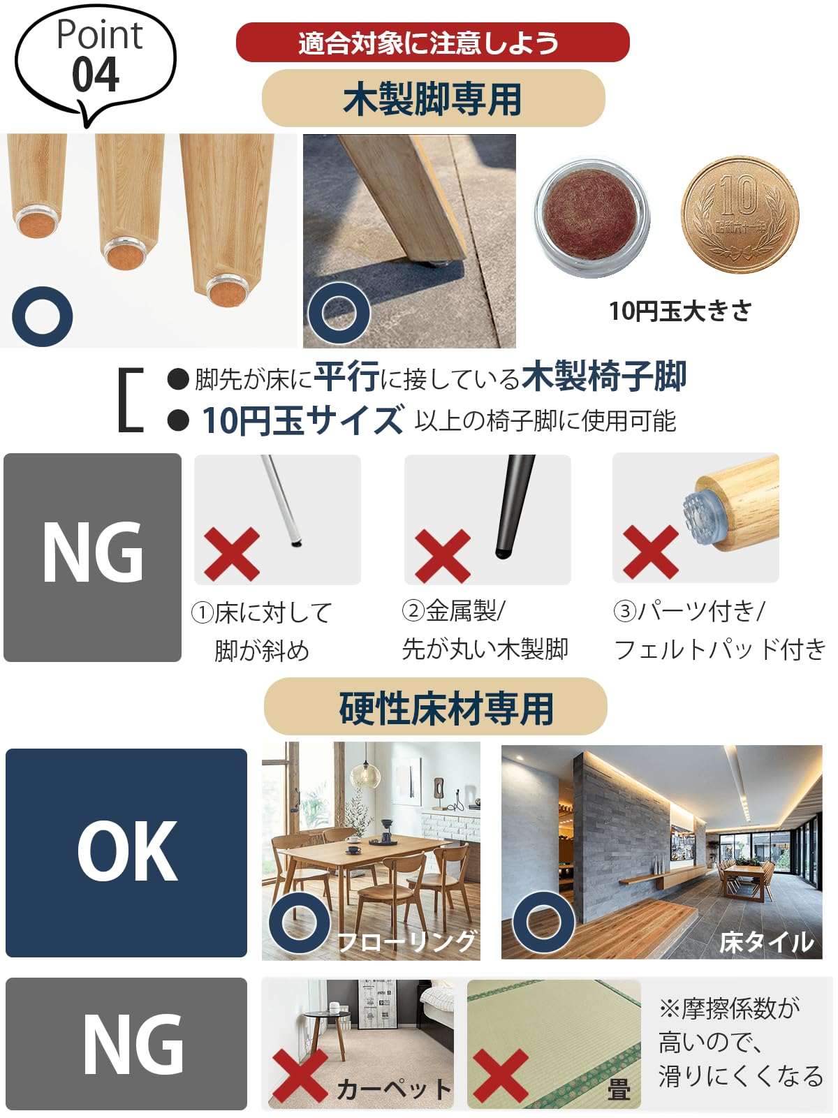 Amazon.co.jp: TattiOut 椅子脚カバー フェルト 円 16個入 木製脚専用