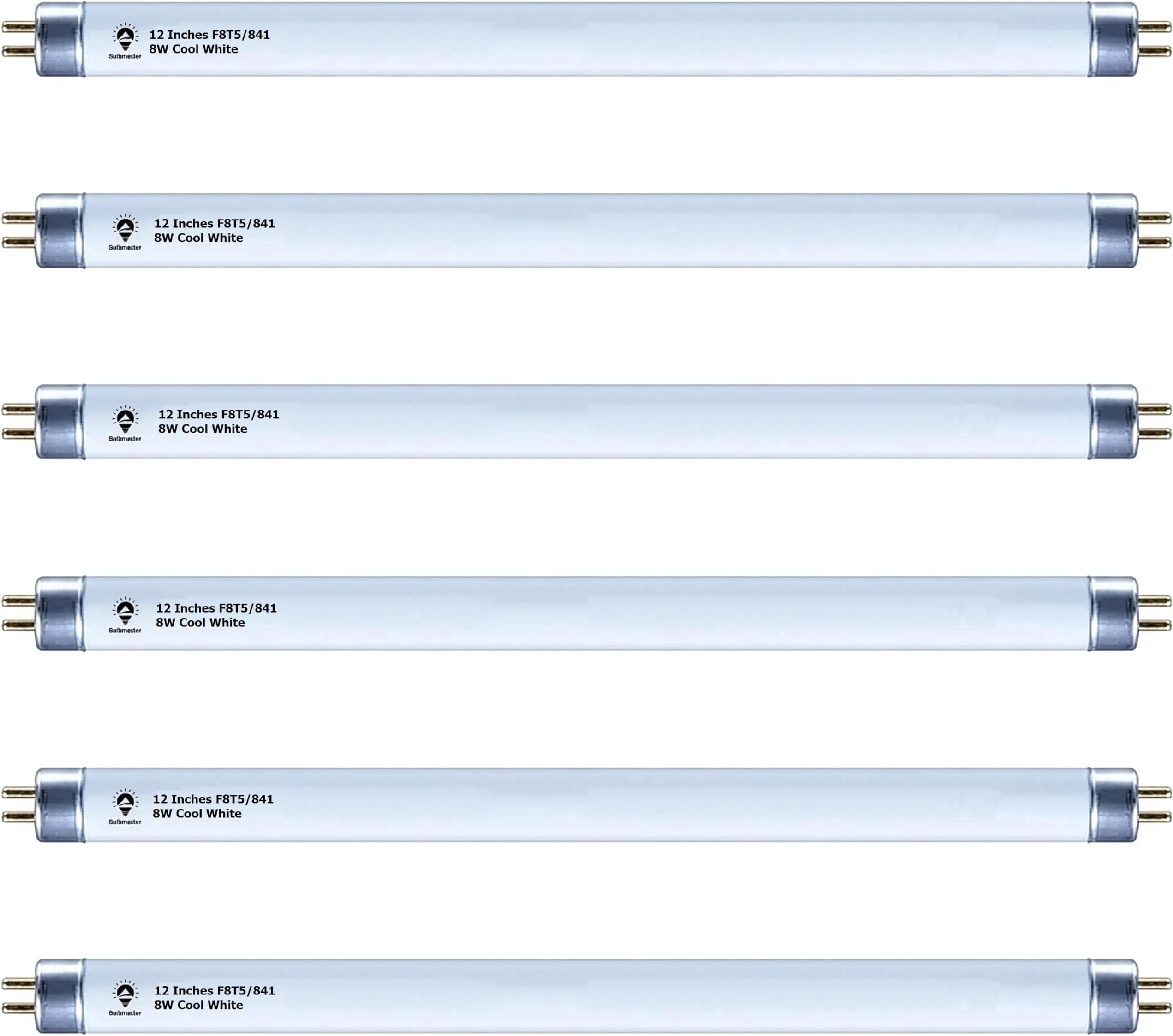 F8T5CW Fluorescent Bulbs 12 Inch - F8T5 8W Cool White 4100K 12" Under Cabinet Light Bulbs Linear T5 380 Lumens - Under The Counter Small Fluorescent Light Bulb - Pack of 6