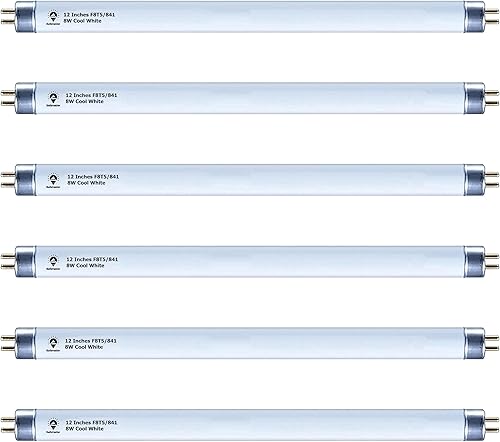 F8T5CW Bombillas fluorescentes de 12 pulgadas - F8T5 8 W blanco frío 4100K 30.5 cm bombillas de luz debajo del gabinete lineales T5 380 lúmenes -