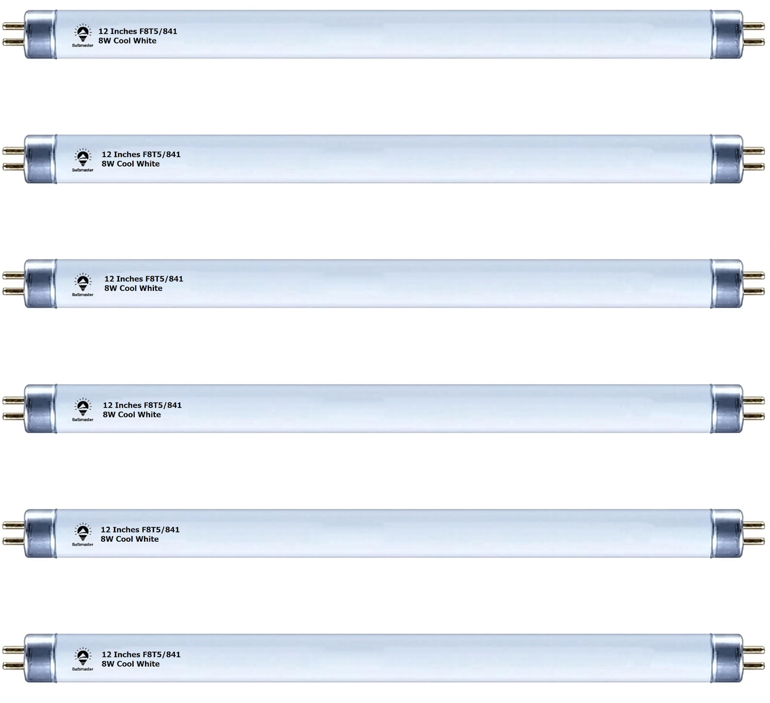 F8T5CW Fluorescent Bulbs 12 Inch - F8T5 8W Cool White 4100K 12" Under Cabinet Light Bulbs Linear T5 380 Lumens - Under The Counter Small Fluorescent Light Bulb - Pack of 6