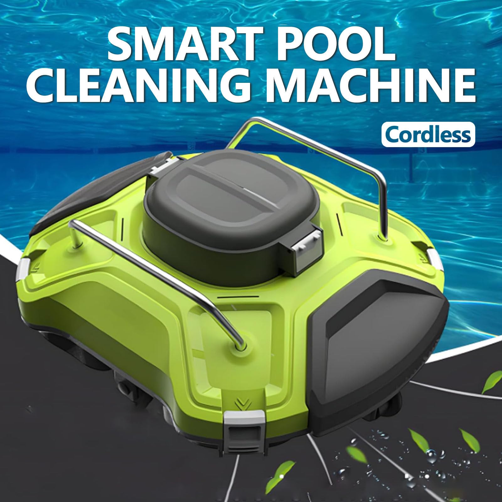 Robot pulitore per Piscine Senza Fili, aspirapolvere Automatico per Piscine, Durata della Batteria Circa 110 Minuti, Dock Automatico, Robot pulitore per Piscine Piatte