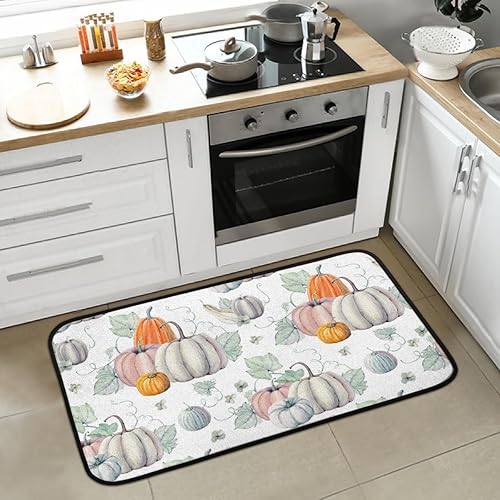 Tapete de cocina de otoño de Acción de Gracias, tapete acolchado de espuma, cómodo, tapete de piso, acuarela, otoño, calabazas, tapete