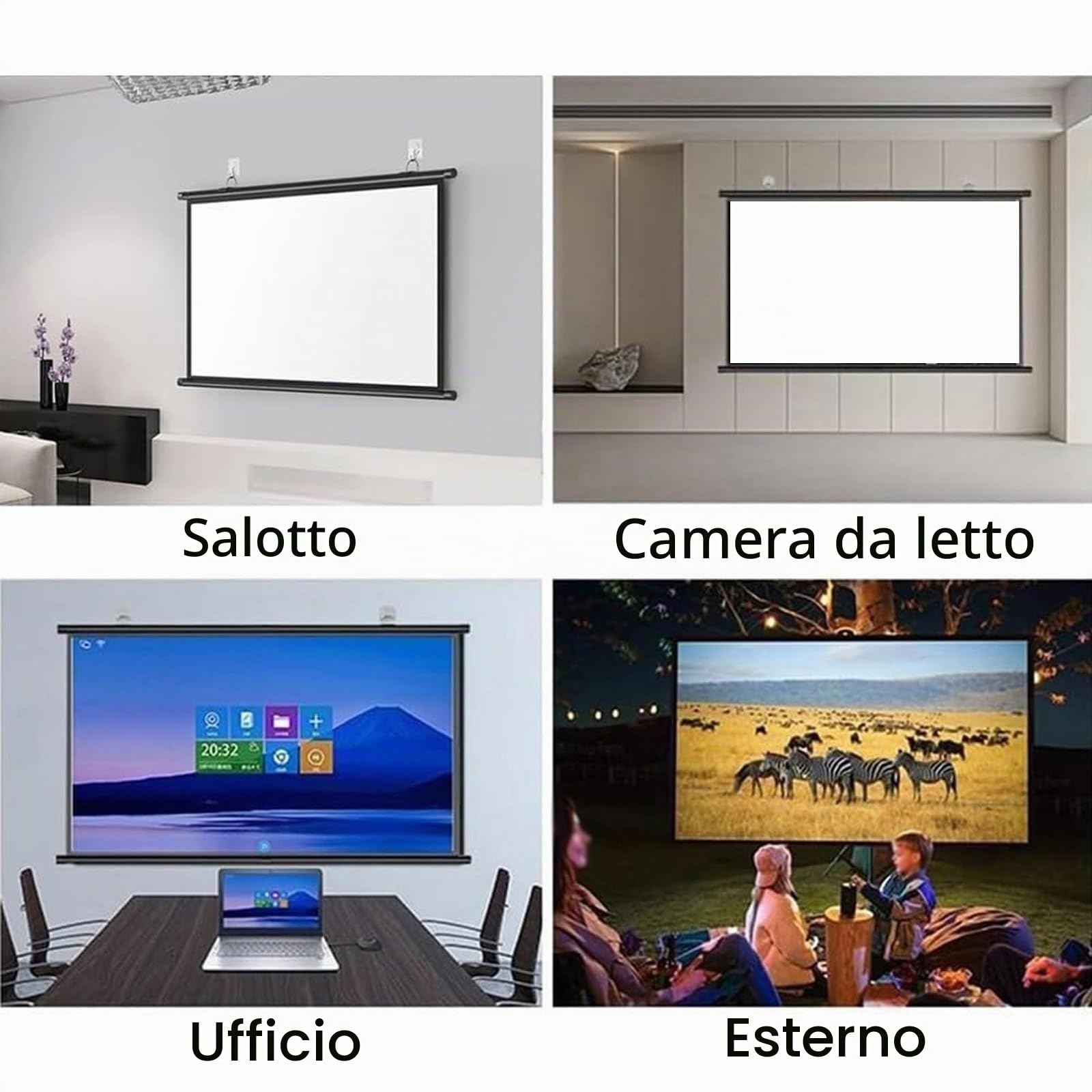 Schermo Di Proiezione Avvolgibile Manuale, Telo for Proiettore Avvolgibile 30-72 Pollici, Ideoproiezione 3D Full HD 4K, Schermo for Proiezione Proiettore Home Cinema Schermo for Tende A Rullo(4:3,50")