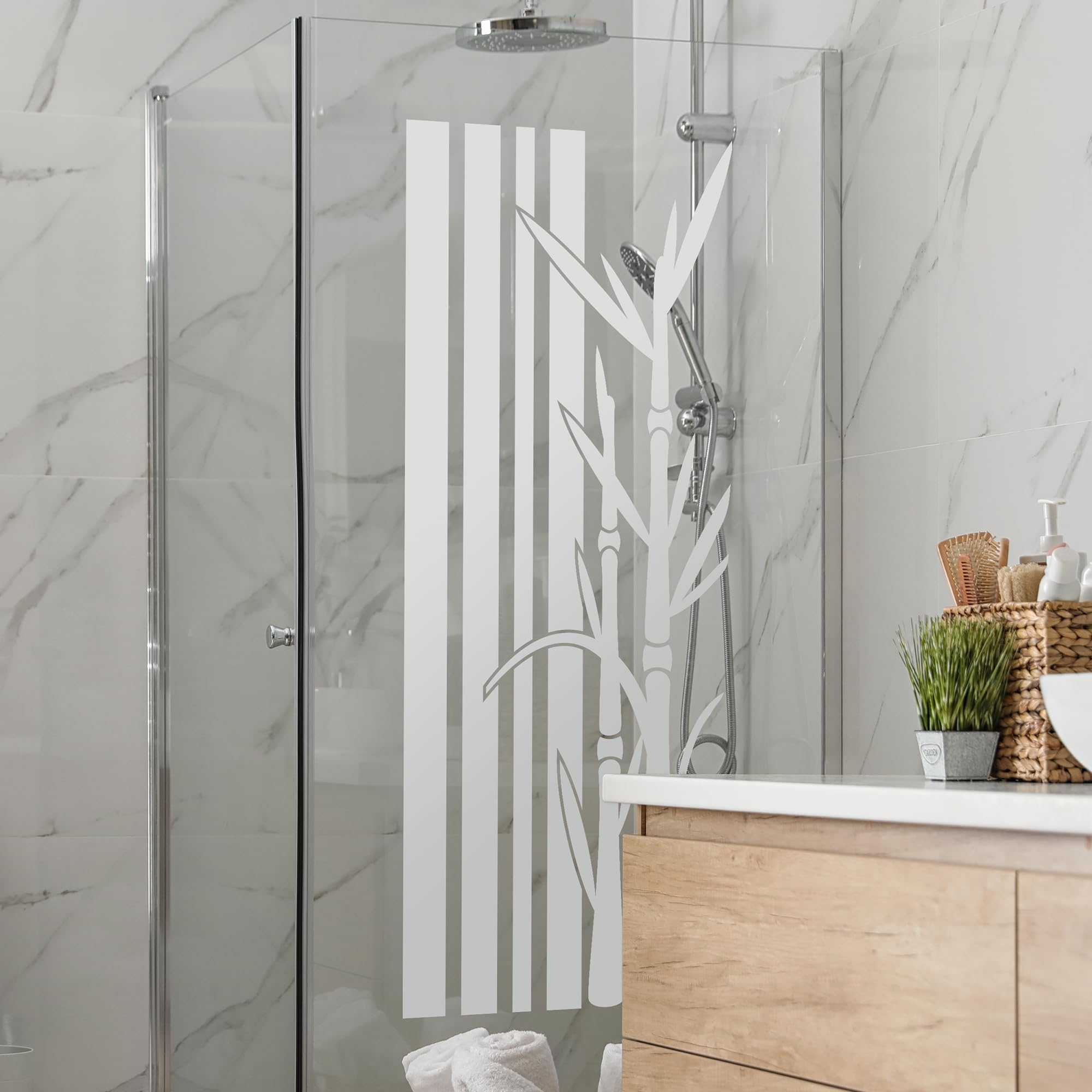 GRAZDesign Fenstertattoo Bambus & Pflanzen für Bad & Dusche – 150x57 cm