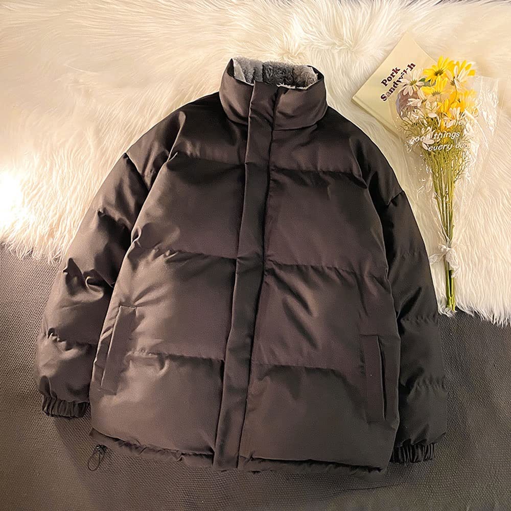 ZHCWT Unisex Oversized Thick Bubble Jacket Padded Coat Style All-match Thicken Jackets Winter Men Fleece Warm Solid (Color : white-flowers (12)10, Size : XXXL code)
