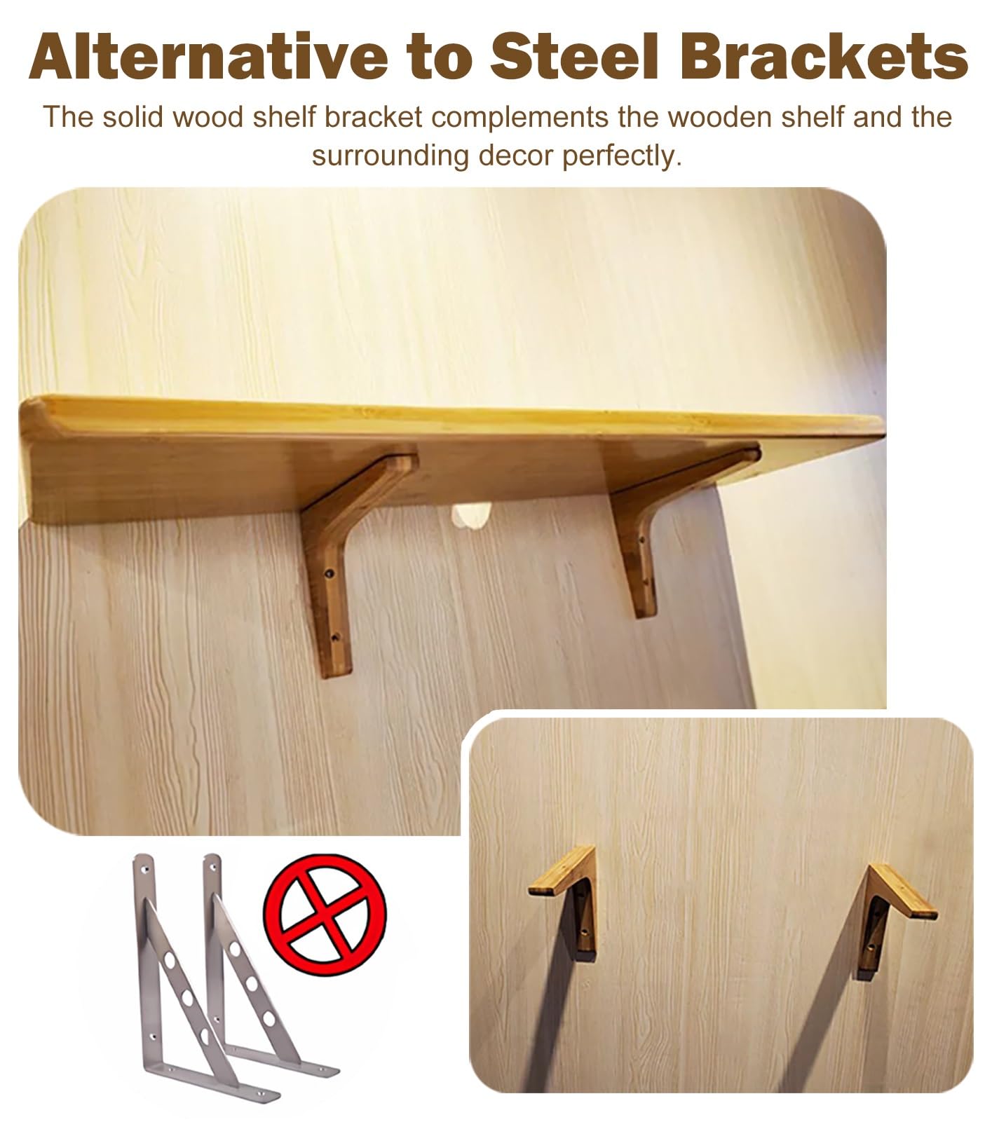 Escuadras para Estanterias Juego de 6 Soportes para Estantes Flotantes de Madera Maciza | Soporte para Estante en Forma de L (10, 15, 20, 25, 30, 35 cm) – Soporte Decorativo para Estantería