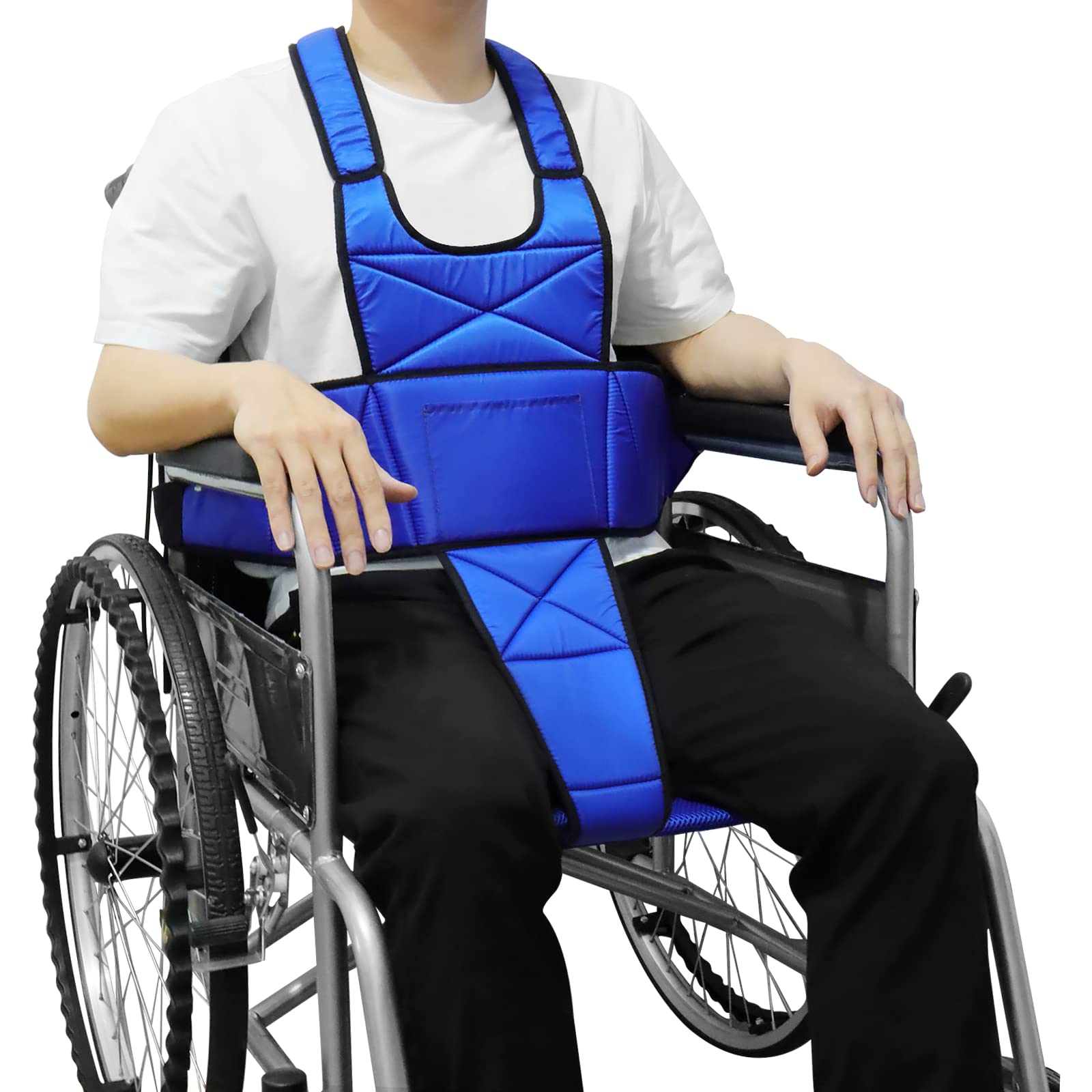 Amazon | [LOSCHEN] 青 車いす 滑り止めシートベルト 全身シートベルト