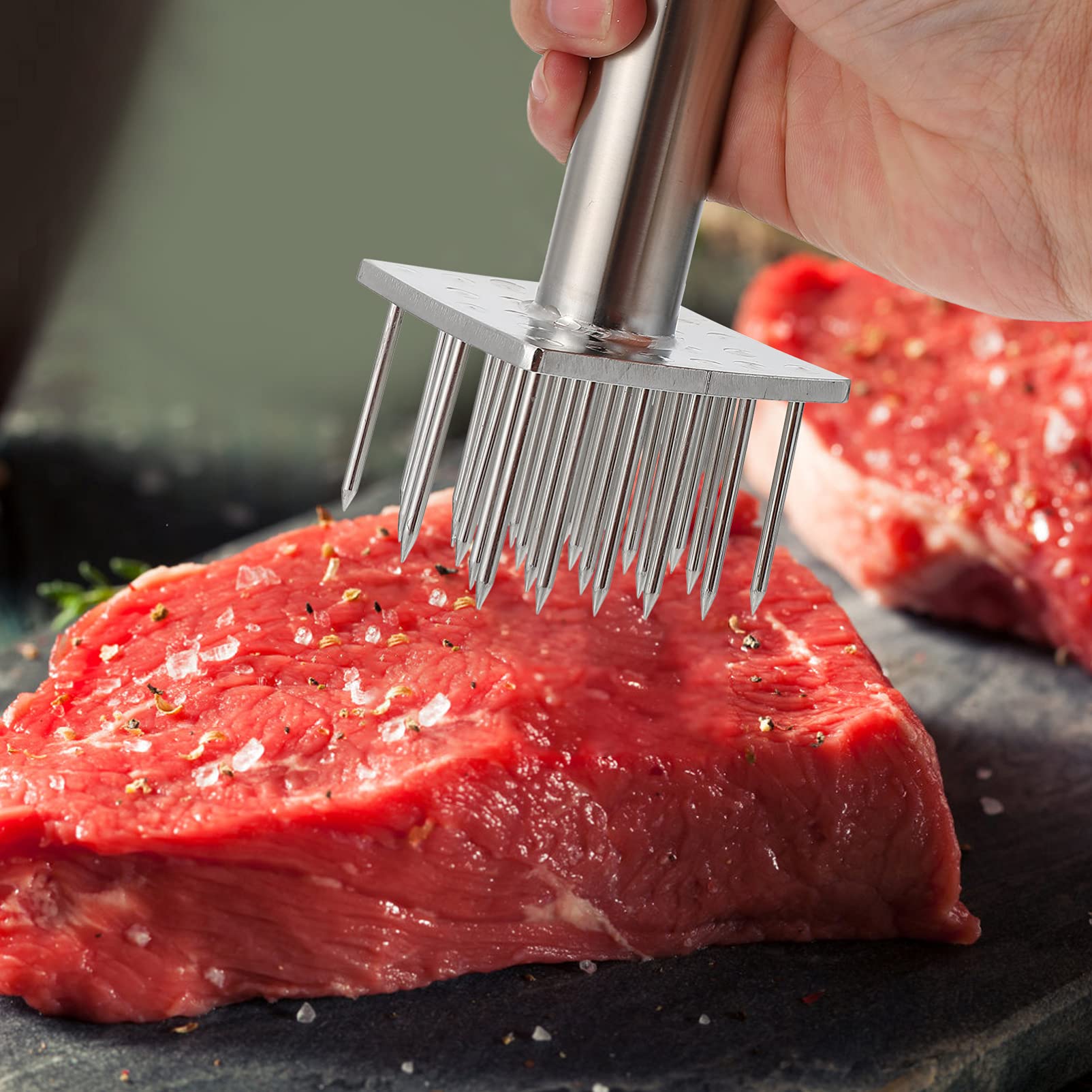 Alipis Edelstahl Fleischklopfer mit Nadel Küchenzartmacher für Schnelleres Kochen und Verbesserte Fleischtextur bei Schweinefleisch und Steak