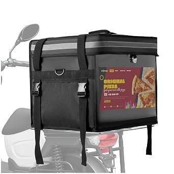 Insulated Food Delivery Bag for E-bikes/Scooters/Motorcycles, Waterproof Delivery Bag with Carrier Rack,Perfect for Catering,Restaurants,Delivery Drivers,Doordash and more,62L - Fit 14 Pizza box