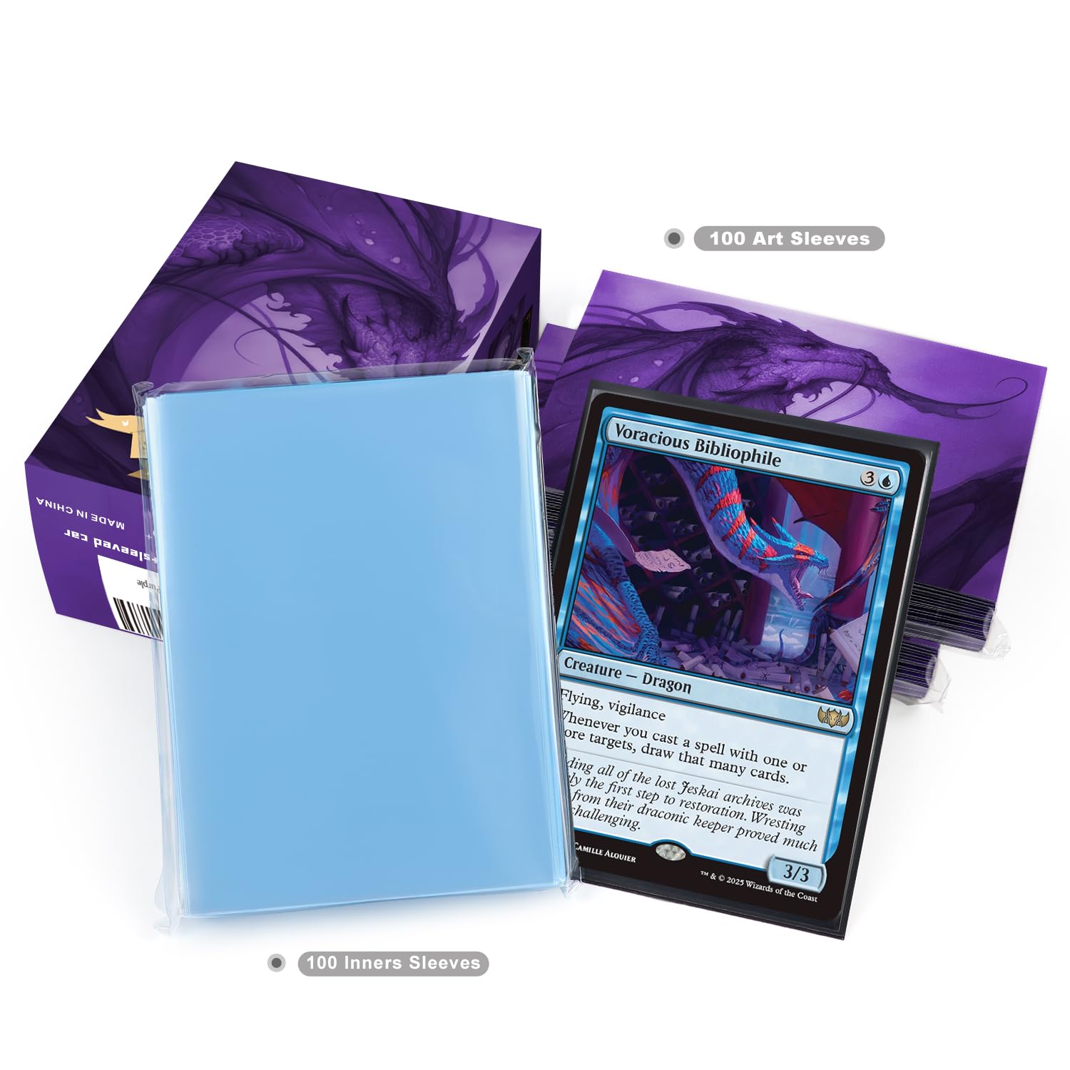 Amazon.com: Katomula 100 Card Sleeves for MTG with 100 Inner Sleeve,  Textured Back Art Sleeves, Fit Standard Size Cards (Soul Purple Dragon) :  Toys & Games