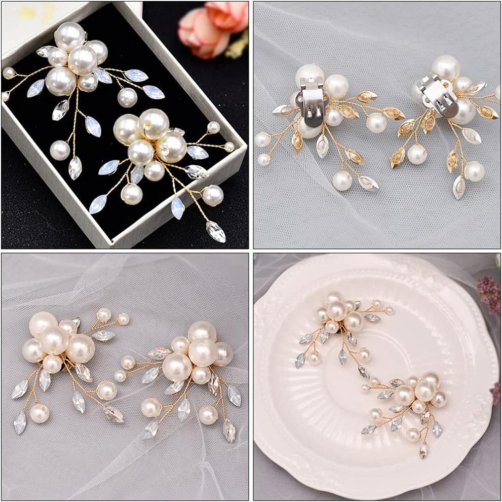 Holibanna Removable Pearl Shoe Buckle Clip on Shoe Accessories Elegant Decorations for Wedding Party Bridal 2.8X2.2X0.4 Inch - Image 3