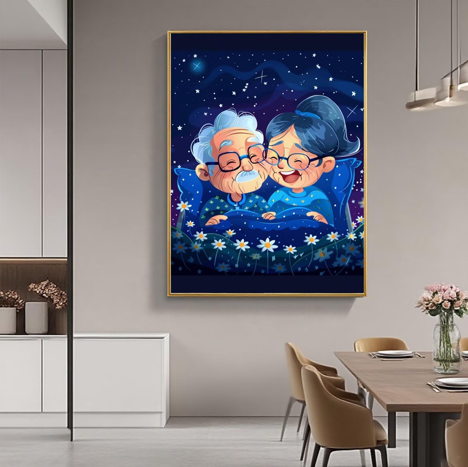 Diamentowe malowanie dla dorosłych starsza para, 5D krajobraz diamentowy zestaw do malowania, DIY DIY dla dorosłych ścieg krzyżykowy rysunki diamentowe, dekoracja domu malarstwo diamentowe 70x100 cm H