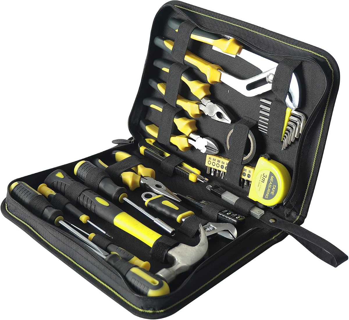 44-Piece Household Hand Tool Set — Basic DIY Repair Kit with Easy Carrying Bag for Home Maintenance