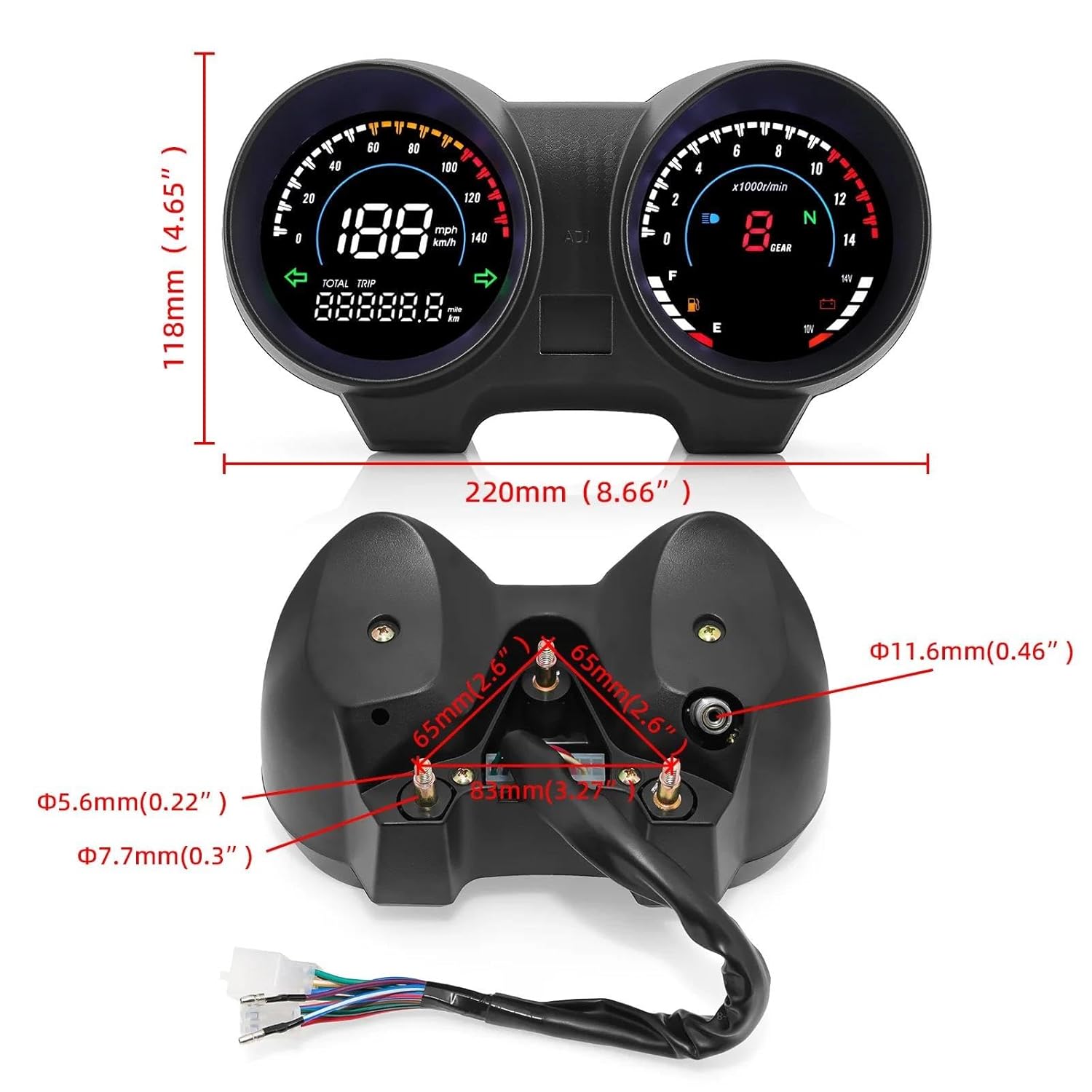 ギアインジケーター スピードディ オートバイ液晶デジタル 14000RPM