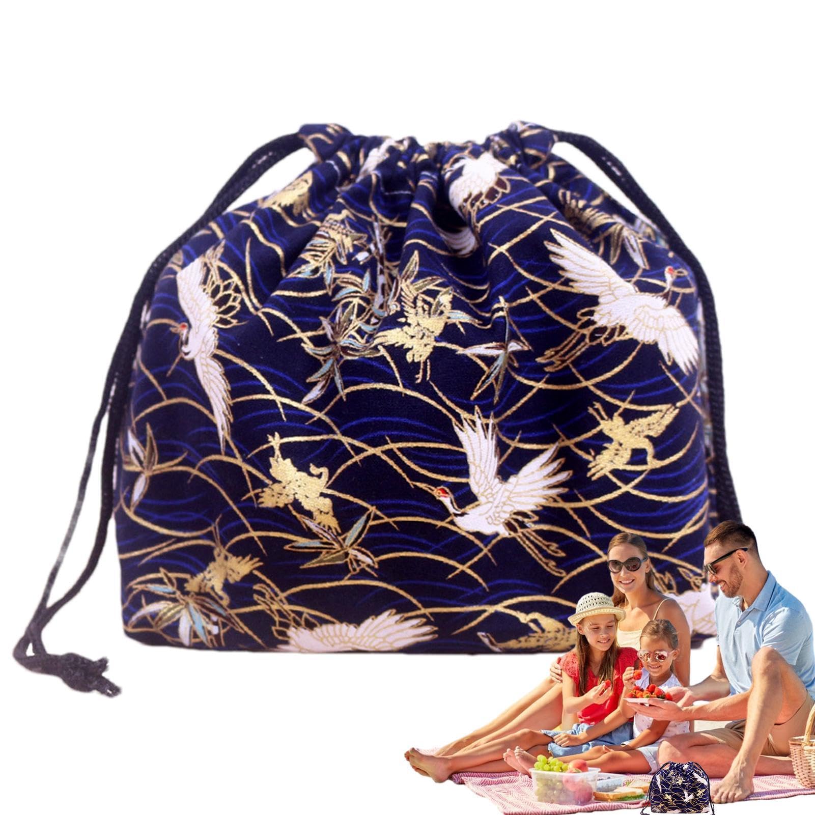 Sac à déjeuner réutilisable de style japonais | Sac fourre-tout à déjeuner | Sac à déjeuner pratique avec cordon de serrage, sac à déjeuner réutilisable, organiseur fourre-tout portable pour