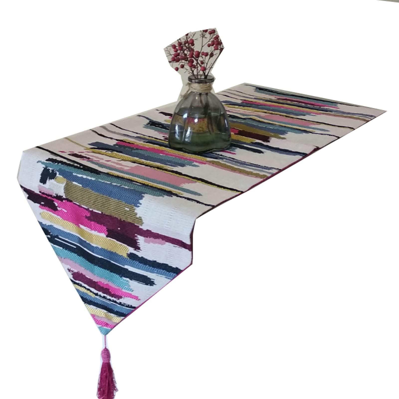 Aeici Bawełniany lniany bieżnik na stół na zewnątrz, dom wiejski, bieżnik na stół w paski dekoracja 33 x 30 cm dom wiejski dekoracja na stół kuchenny bieżnik różany czerwony