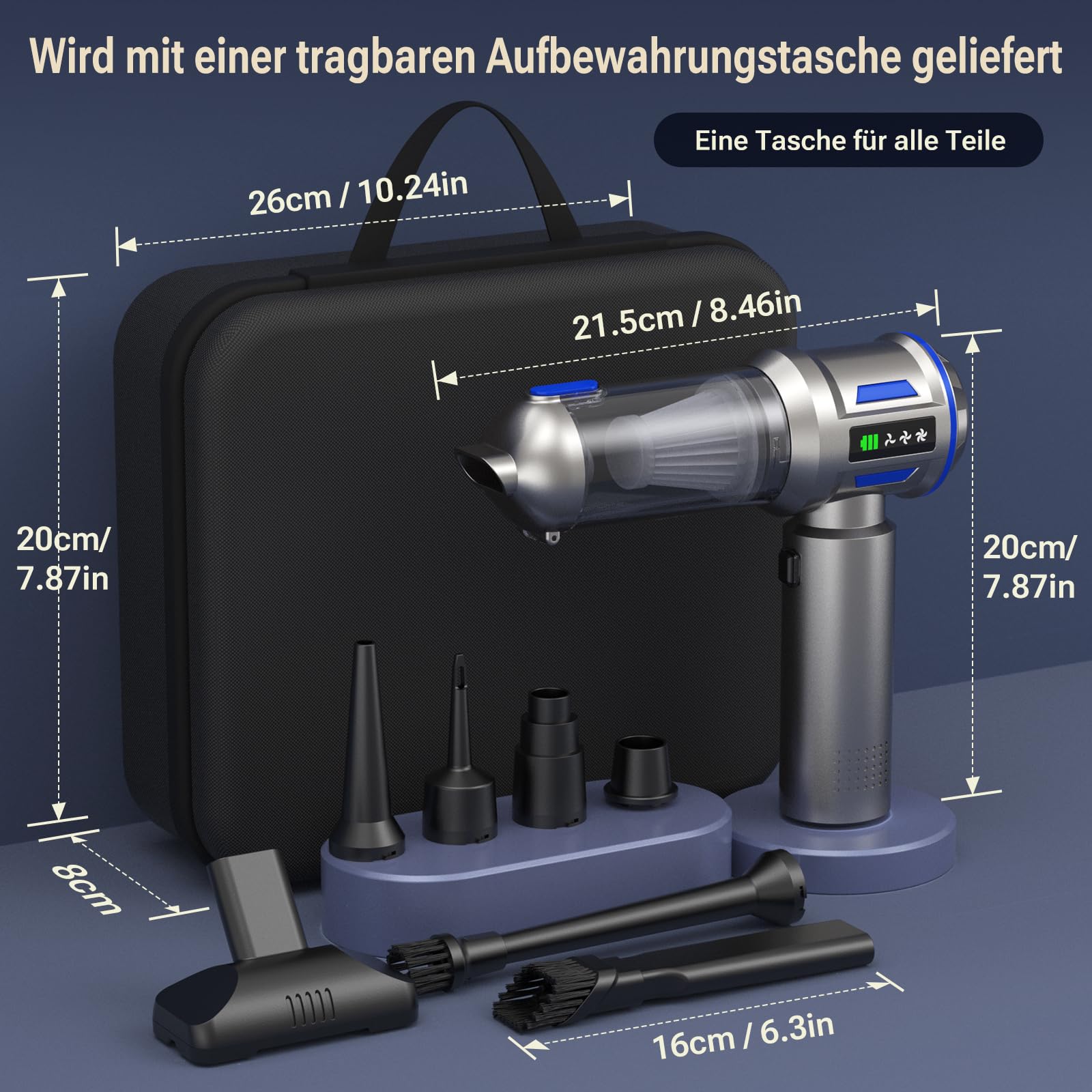 Yomile Handstaubsauger Akku, 27000Pa/150W Autostaubsauger Kabellos, 250.000 U/min Mini Staubsauger, Aufladbar Tragbar Leicht Auto Staubsaug Stark, Staubgebläse für Auto, Büro Genutzt, Haus, Küche